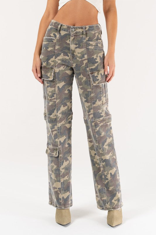 Tracey Camouflage Cargo Straight Denim