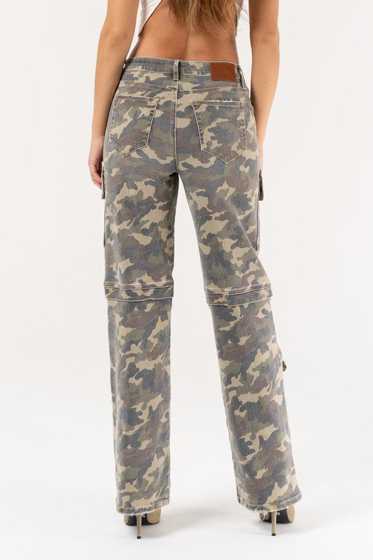 Tracey Camouflage Cargo Straight Denim