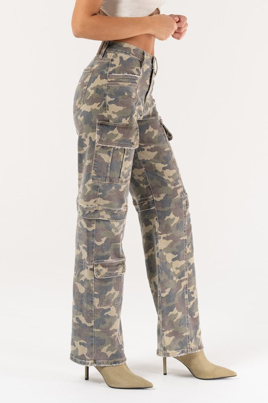 Tracey Camouflage Cargo Straight Denim