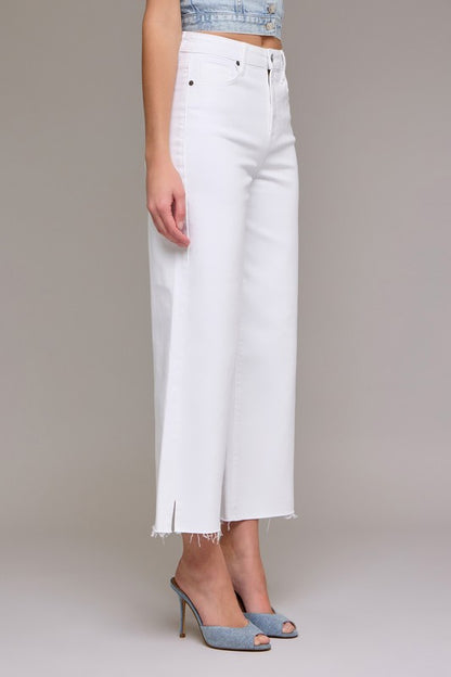 Nori White Clean Cropped Wide Leg Denim