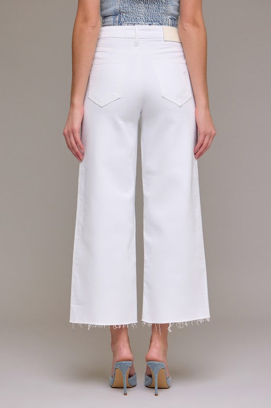 Nori White Clean Cropped Wide Leg Denim