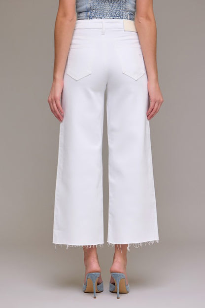 Nori White Clean Cropped Wide Leg Denim