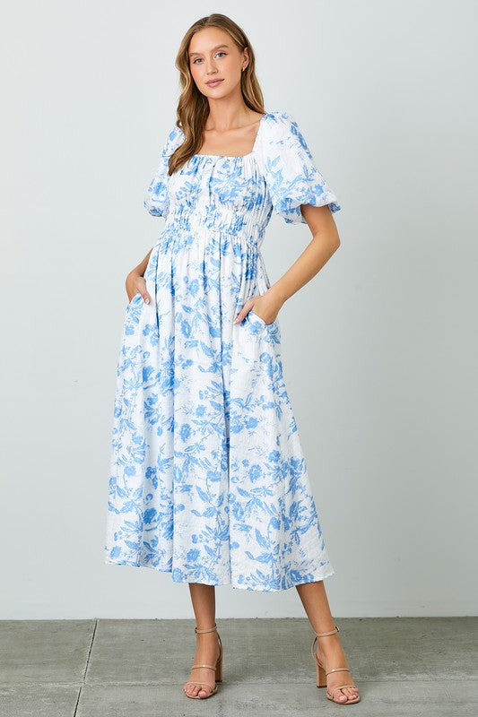Azure Elegance Midi Dress