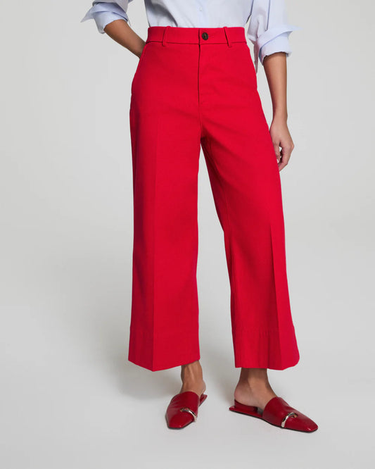 Supersmooth Stretch Twill Red Cropped Wide Leg Pant