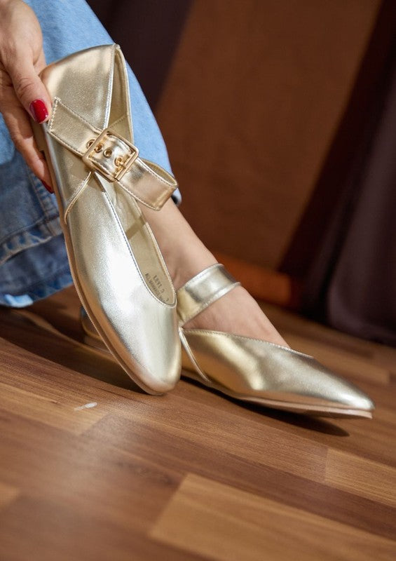 Look Impressed Gold Ballet Flats