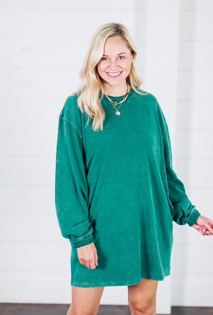 Warm and Wander Dark Green Dress