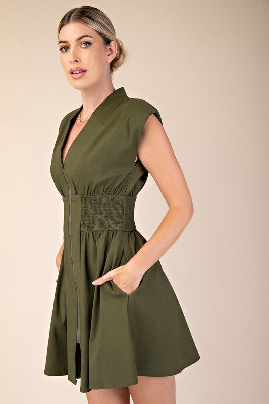 Shift in Perspective Olive Dress