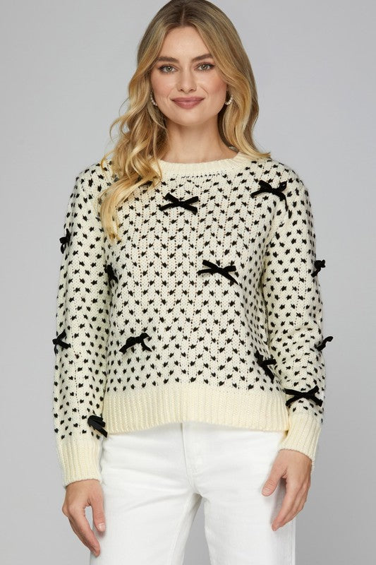 Bow Charm Cream Sweater