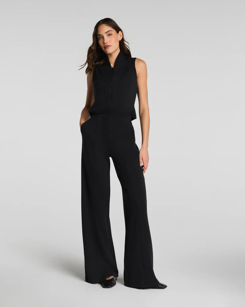 AirEssentials Shawl Collar Half Zip Very Black Jumpsuit