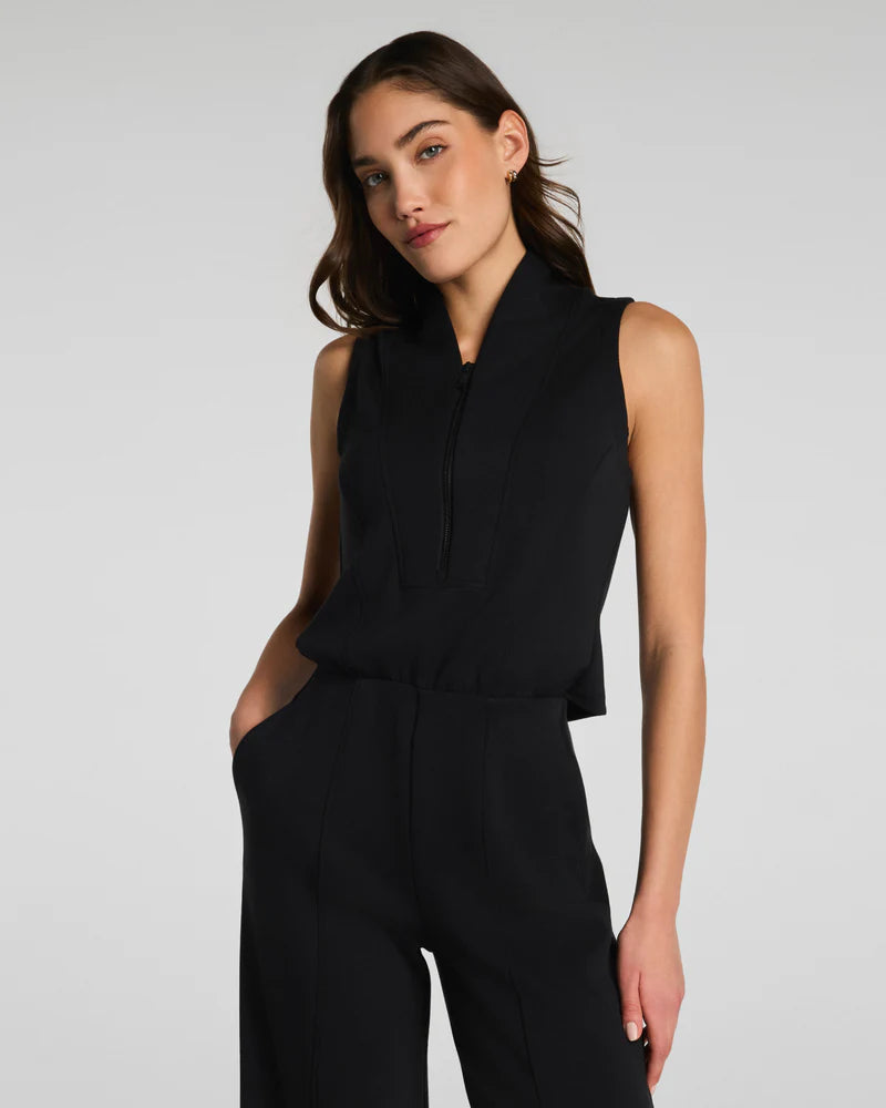 AirEssentials Shawl Collar Half Zip Very Black Jumpsuit