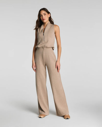 AirEssentials Shawl Collar Half Zip Dune Heather Jumpsuit