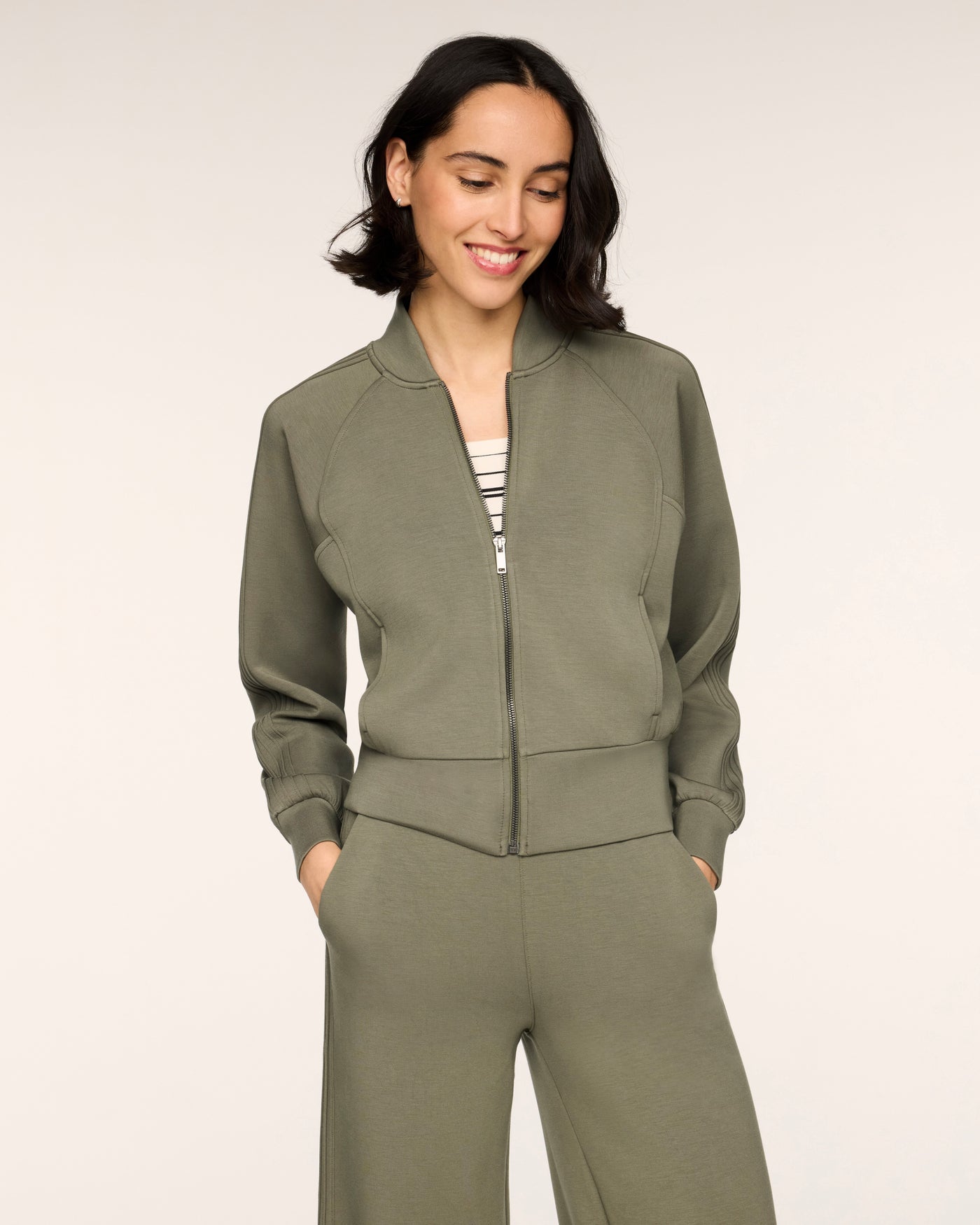 AirEssentials Pintuck Track Jacket in Herb