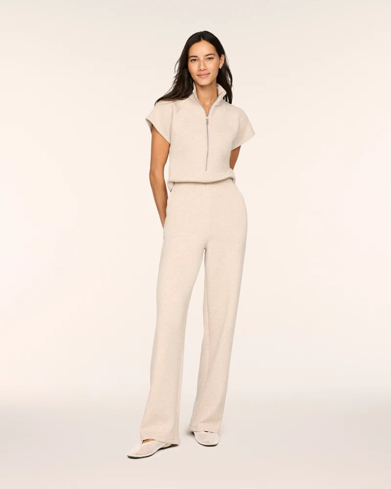 AirEssentials Pintuck Half Zip Bone Heather Jumpsuit