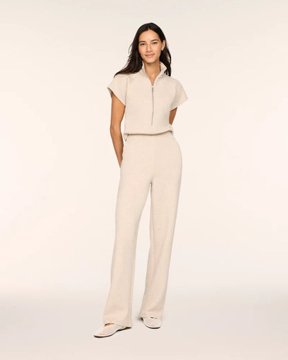 AirEssentials Pintuck Half Zip Bone Heather Jumpsuit