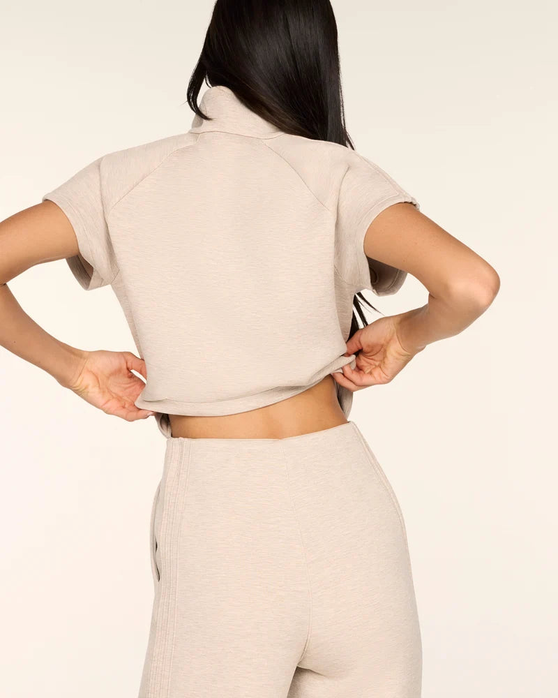 AirEssentials Pintuck Half Zip Bone Heather Jumpsuit