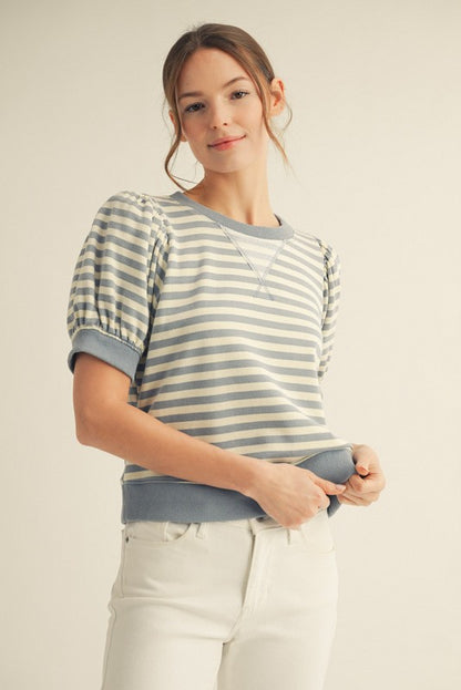 Striped Style Blue Top