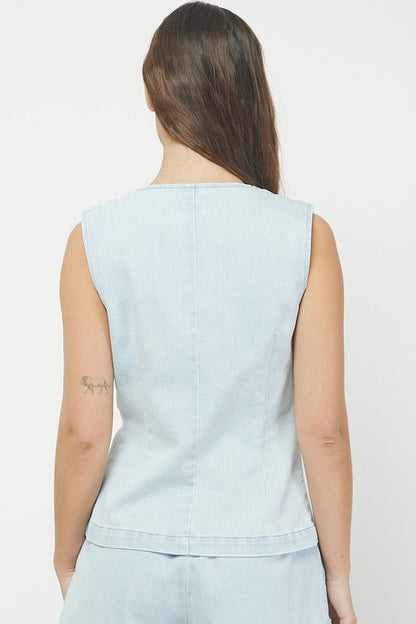 Said it All Light Denim Vest Top