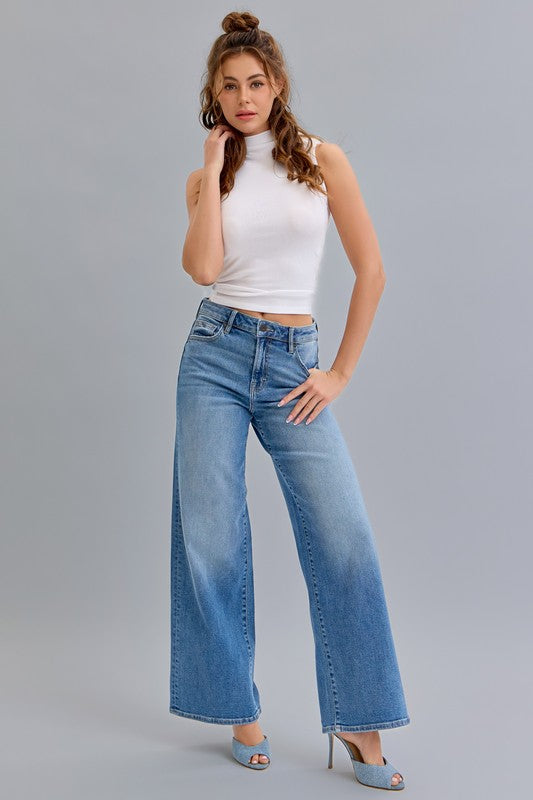 Nori Medium Wash Wide Leg Denim
