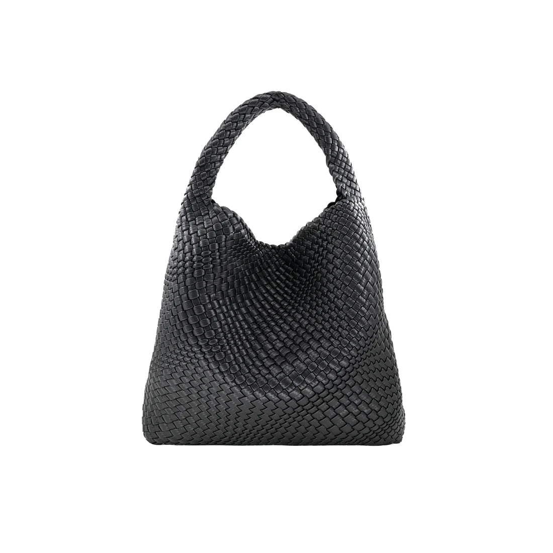 Woven Medium Black Handbag