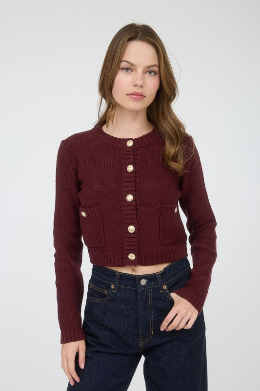 Right on Schedule Burgundy Cardigan