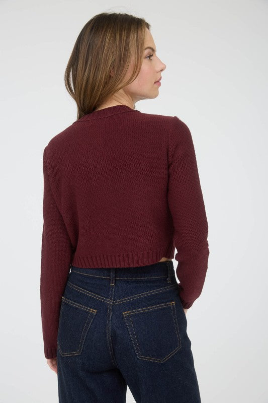 Right on Schedule Burgundy Cardigan