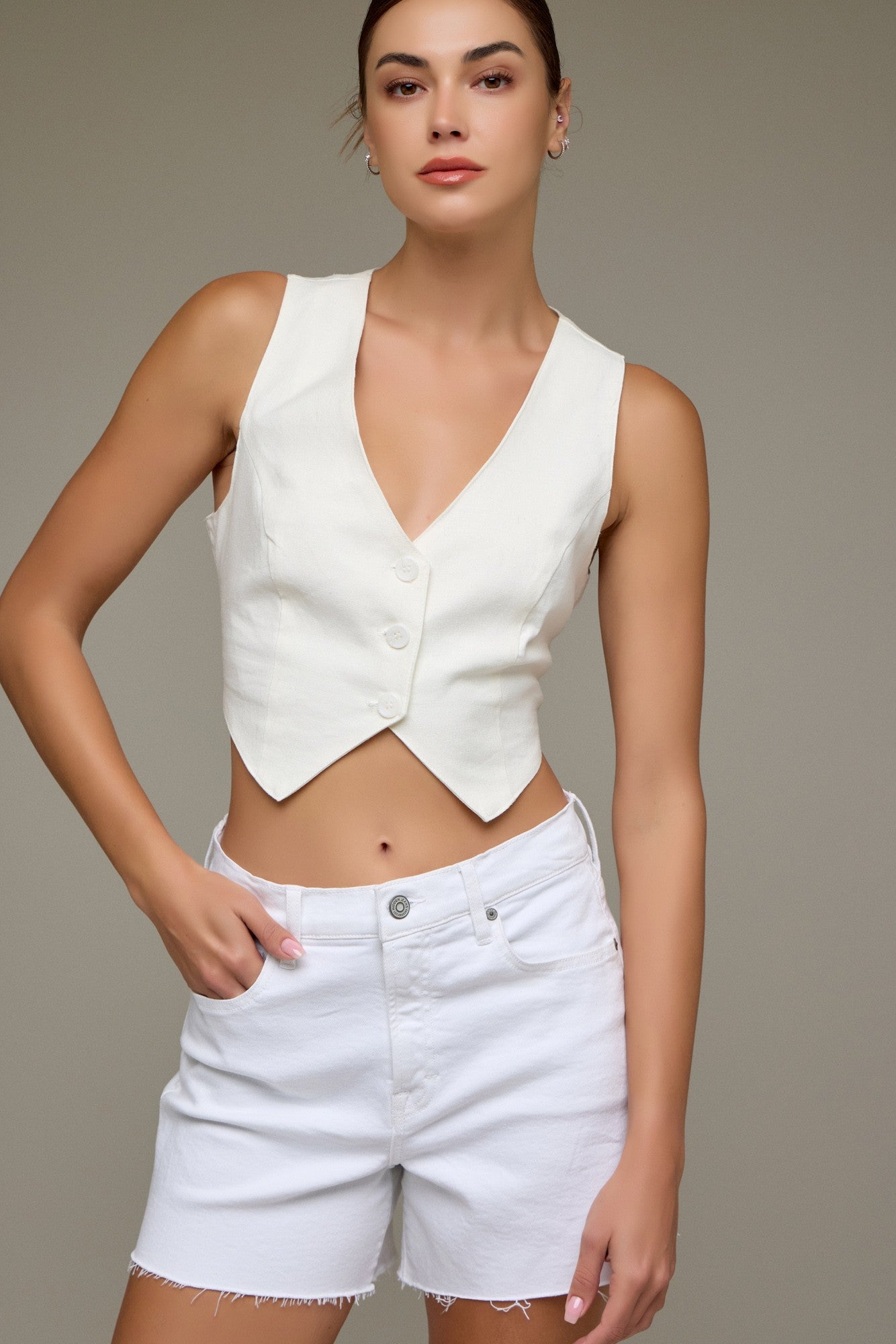 Camila White High Rise Shorts