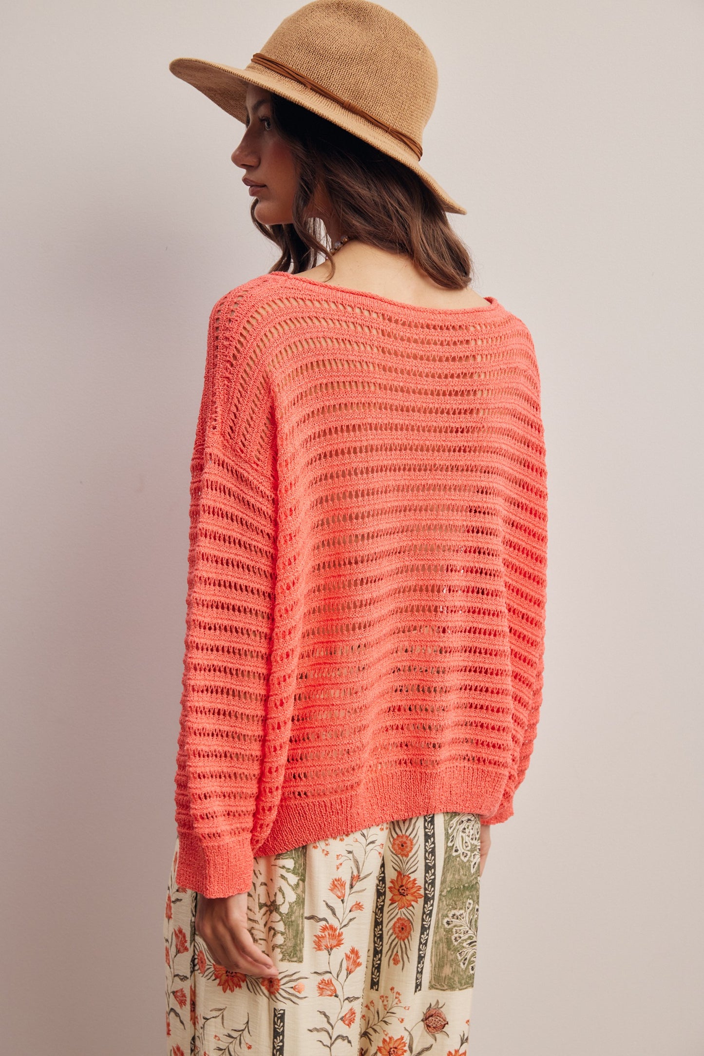Sunset on the Deck Coral Pullover Top