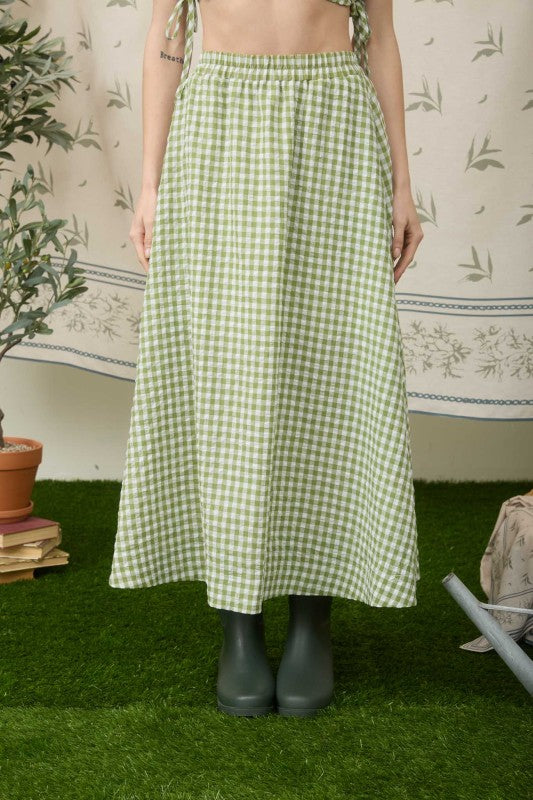 Garden Check Midi Skirt