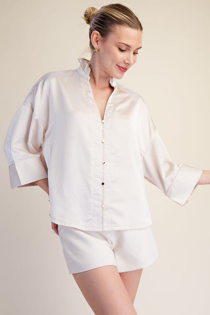 Ruffle Days Cream Top