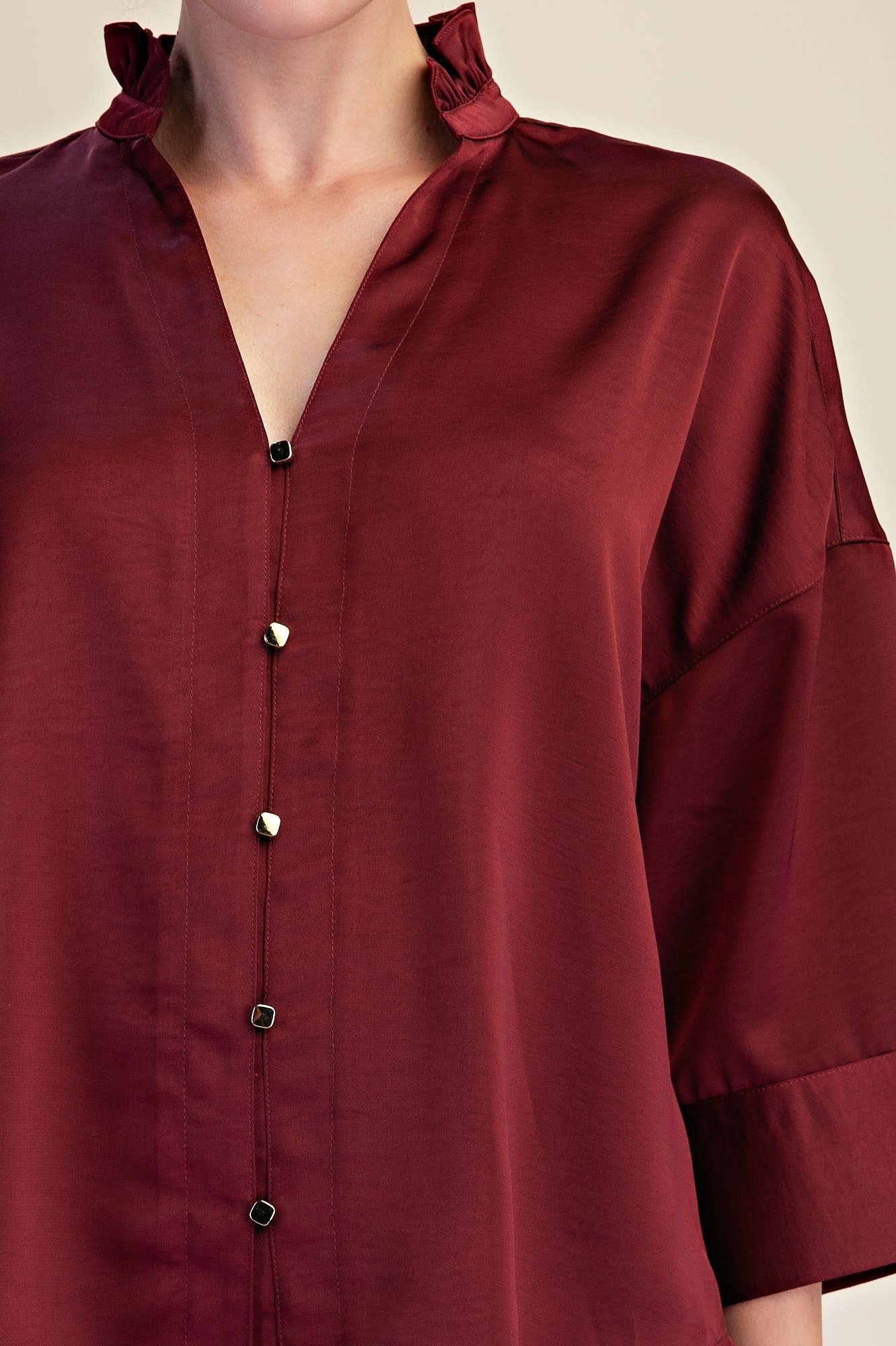 Ruffle Days Burgundy Top