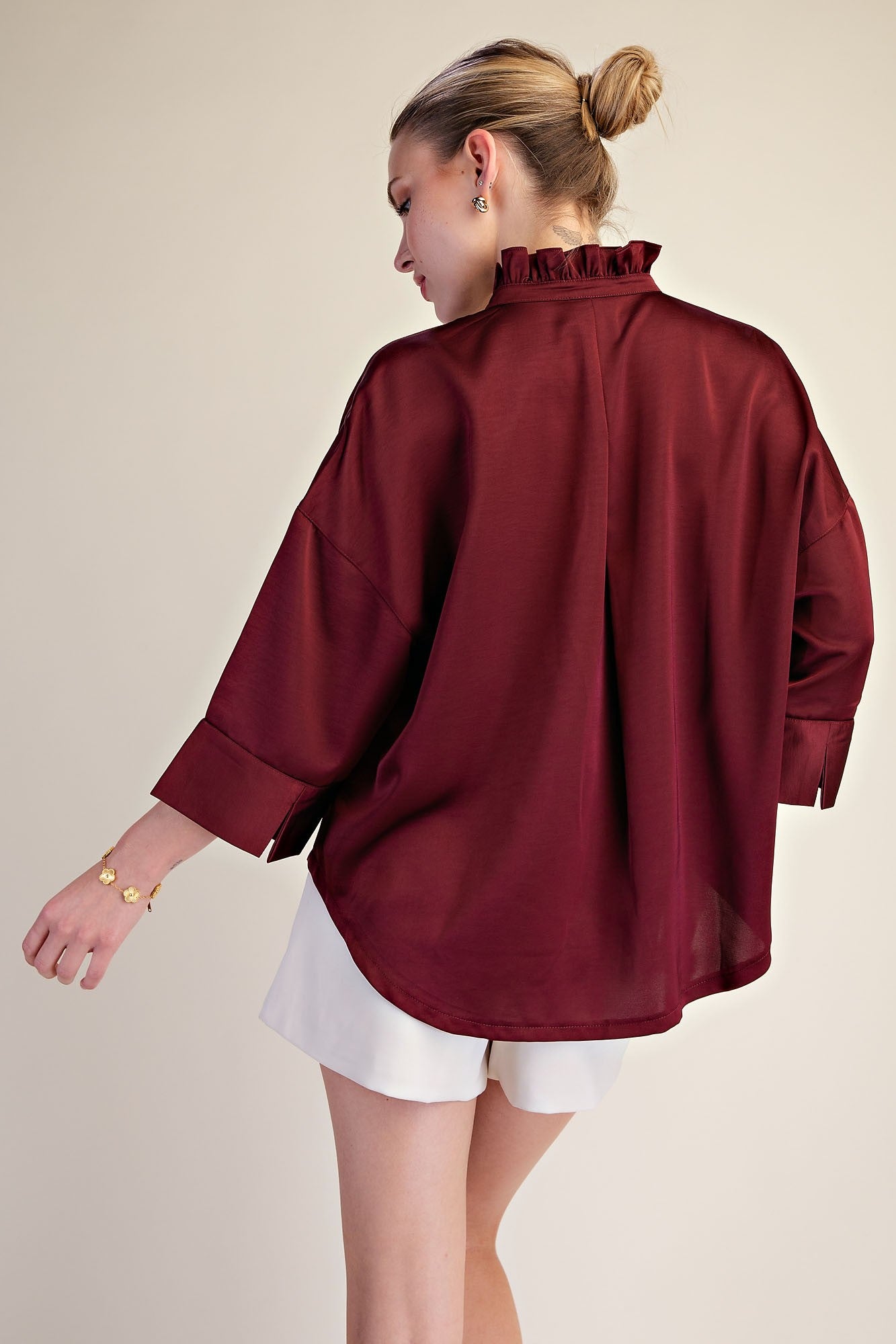 Ruffle Days Burgundy Top