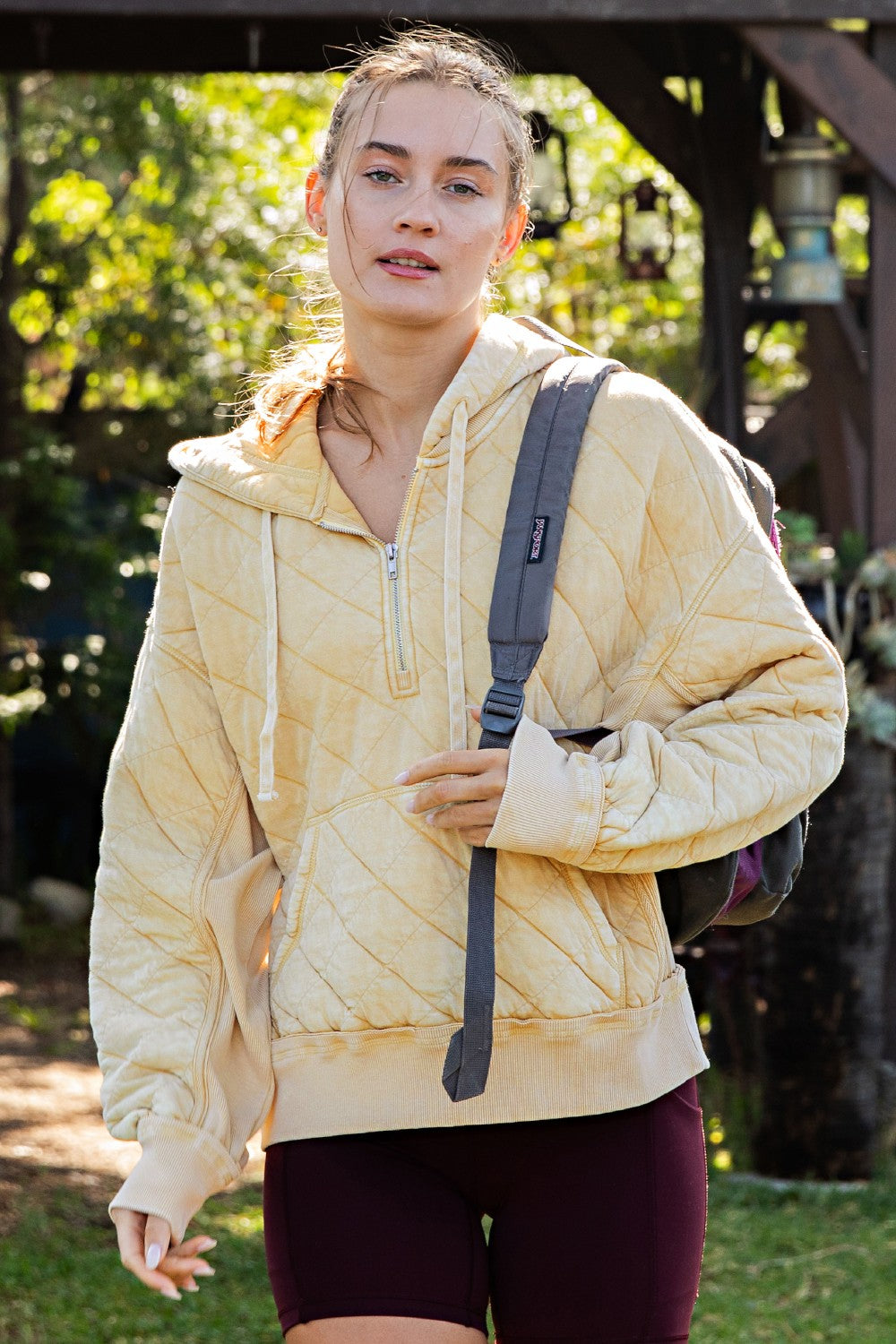 Small Town Story Light Mustard Half Zip Top