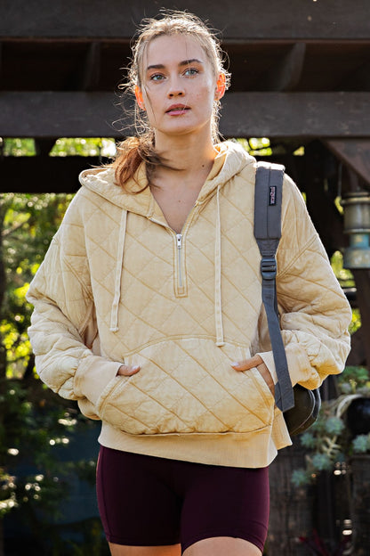 Small Town Story Light Mustard Half Zip Top