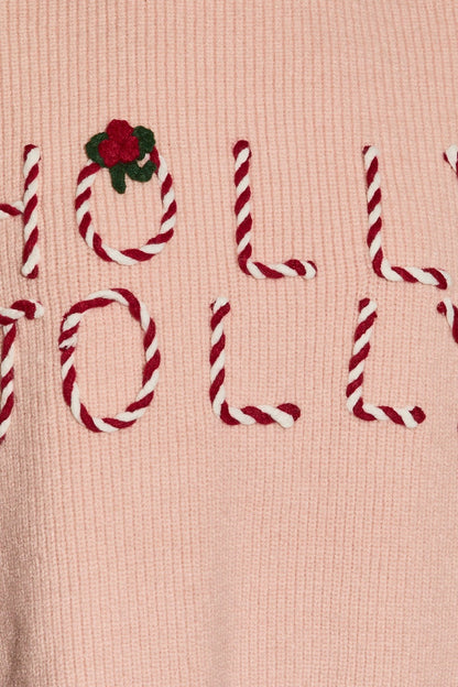 Candy Cane Holly Sweater