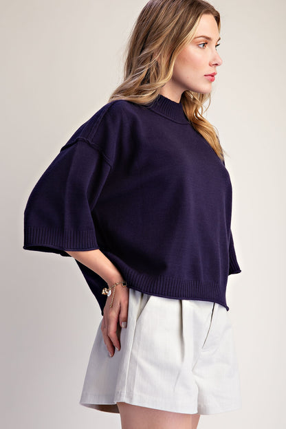 Daily Knit Navy Sweater Top