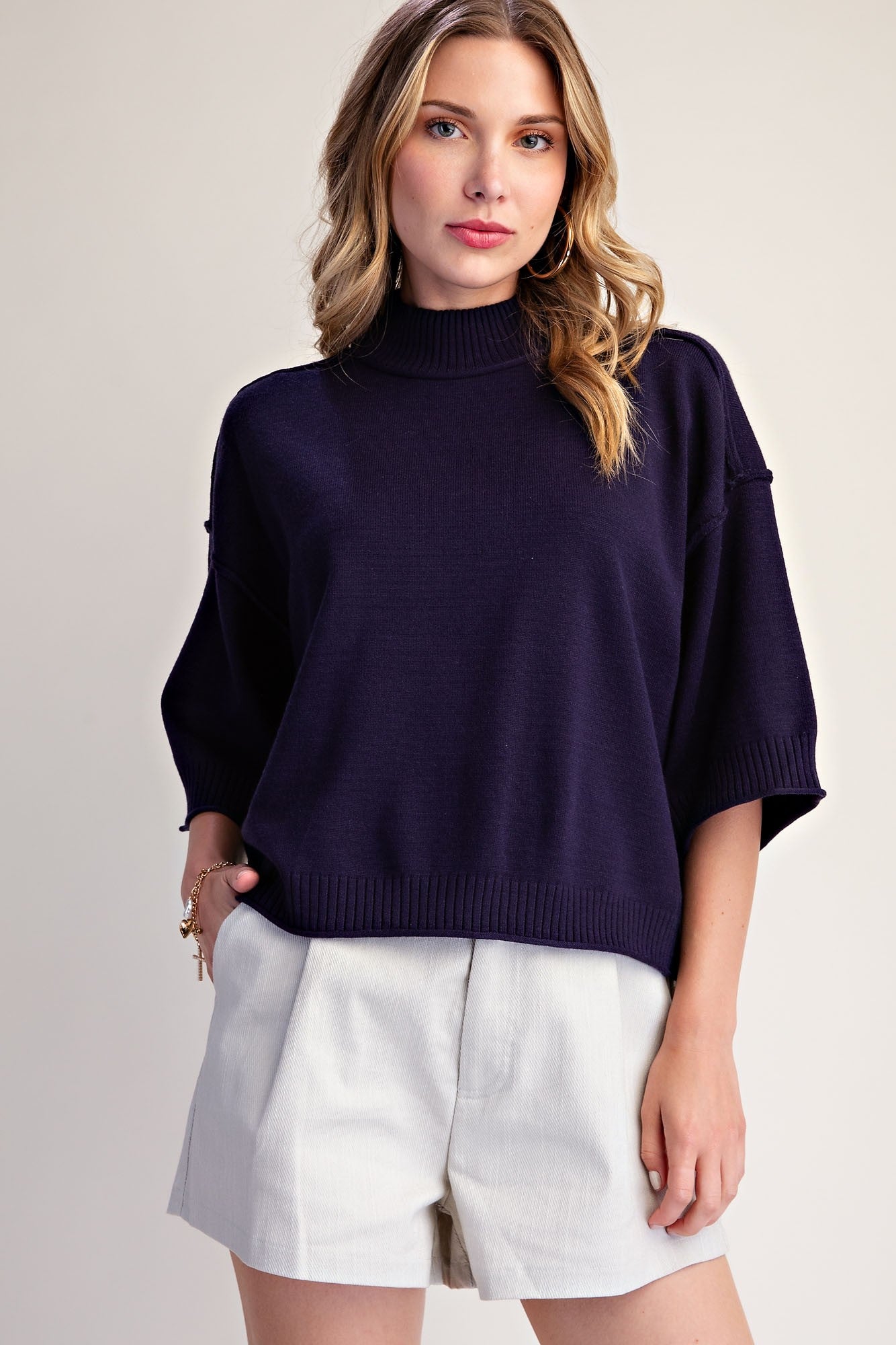 Daily Knit Navy Sweater Top
