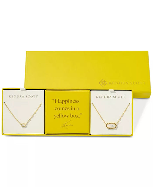 Elisa Gift Set of 2 Necklace in Gold Ivory Mother Of Pearl