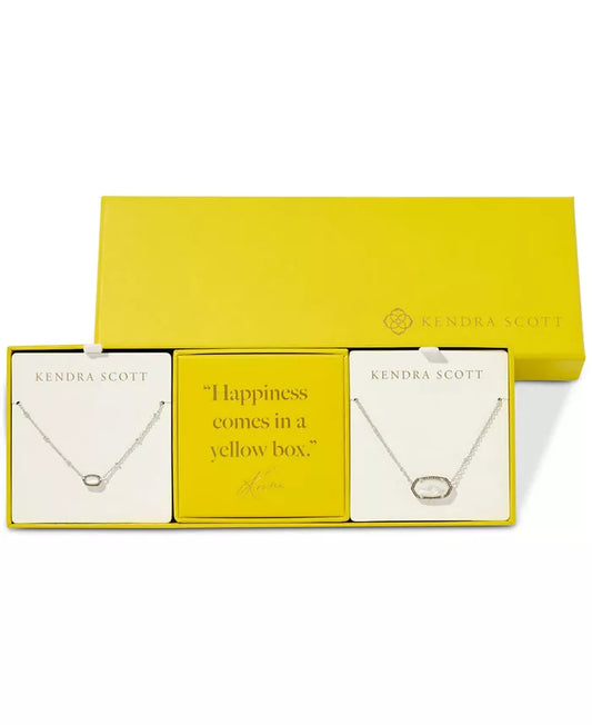 Elisa Gift Set of 2 Necklace in Silver Ivory Mother Of Pearl