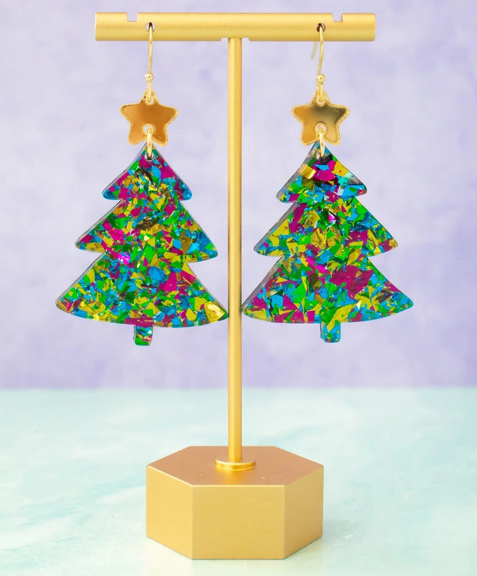 Glistening Lights Gold Star Earrings