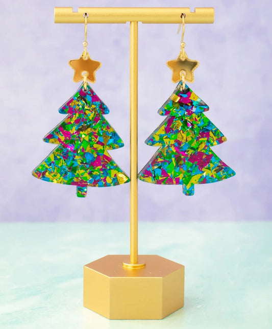 Glistening Lights Gold Star Earrings