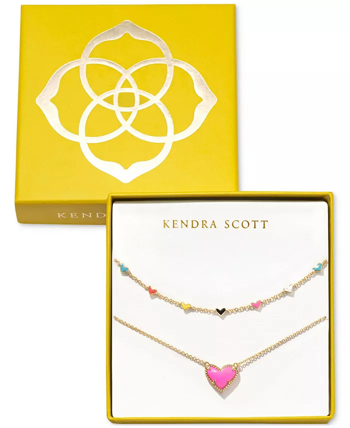 Ari Haven Heart Necklace Gift Set in Neon Pink