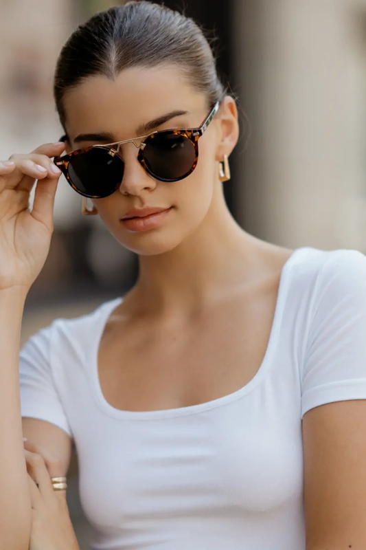 Skyler Tortoise Frame Black Lens Polarized Sunglasses