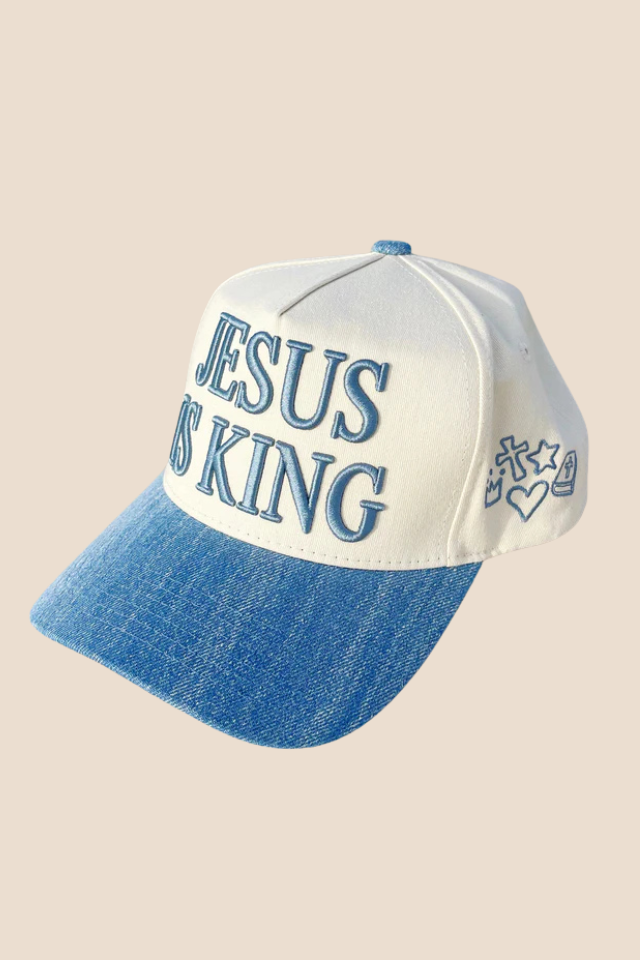 Jesus is King Clip Art Denim Cap