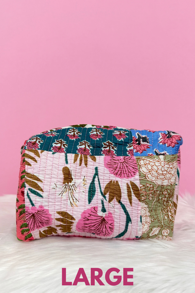 Multicolor Patchwork Large Cosmetic Bag