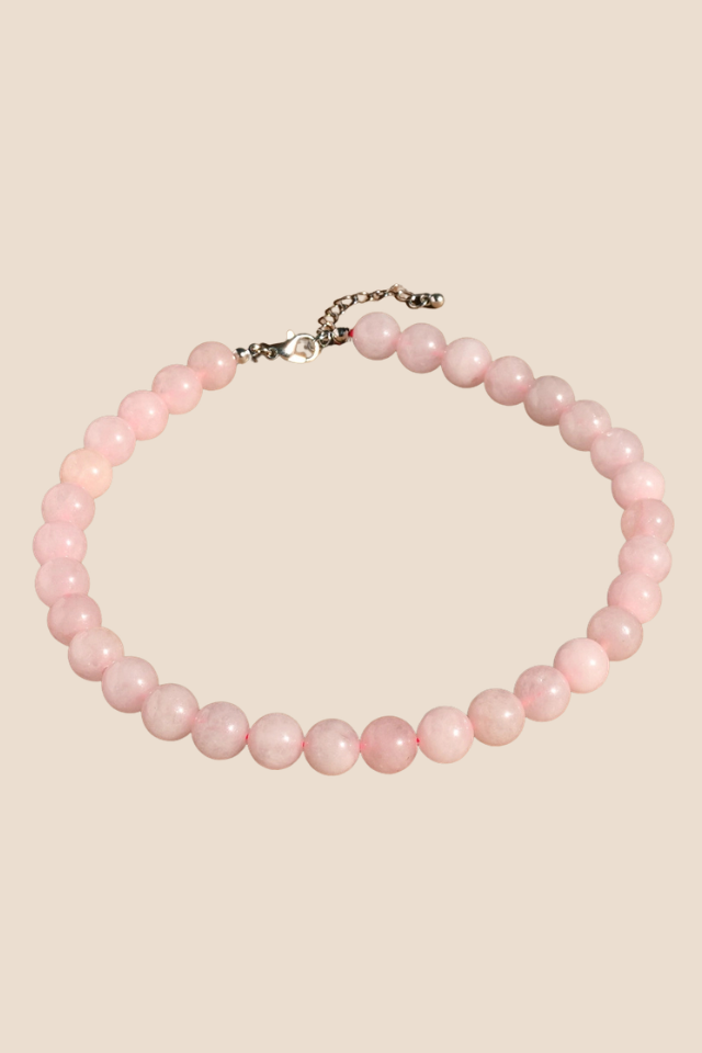 Vintage Natural Light Pink Beaded Necklace