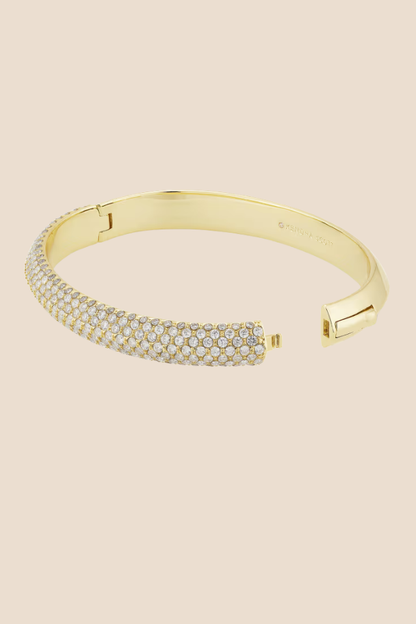 Mikki Gold Pave Bangle Bracelet in White Crystal