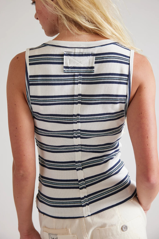 Jamie Henley Stripe White Combo Tank