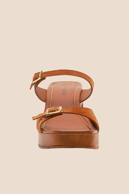 Beck Cognac Suede Buckle Clogs