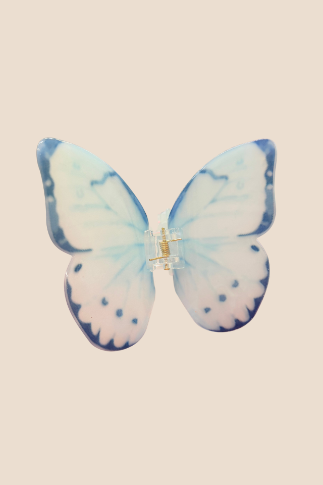 French Butterfly Blue Hair Clip