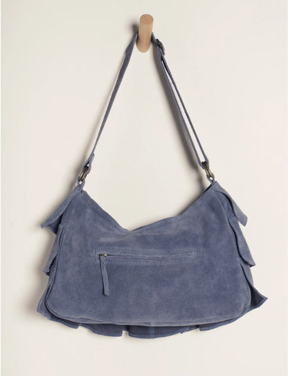 Rae Slate Ruffle Shoulder Bag